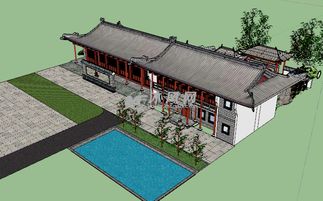 古典中式园林住宅别墅施工建筑三维模型